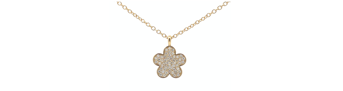 18ct yellow gold diamond flower pendant