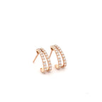18ct Rose Gold Double Row Diamond Earrings