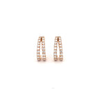 18ct Rose Gold Double Row Diamond Earrings