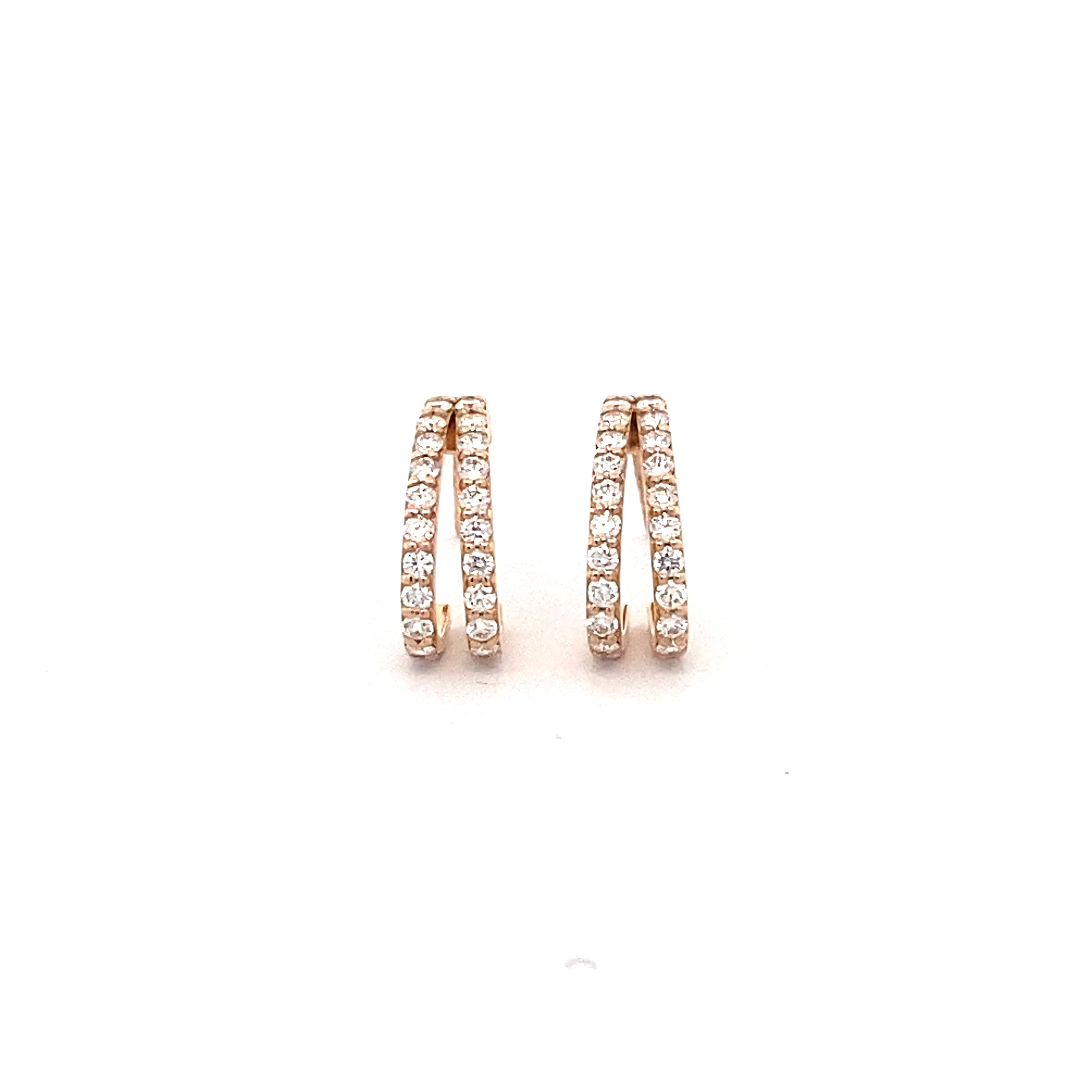 18ct Rose Gold Double Row Diamond Earrings