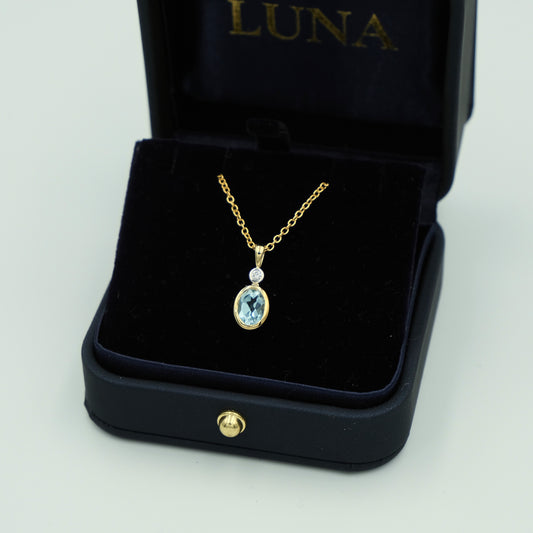 18ct Yellow Gold Blue Topaz Pendant