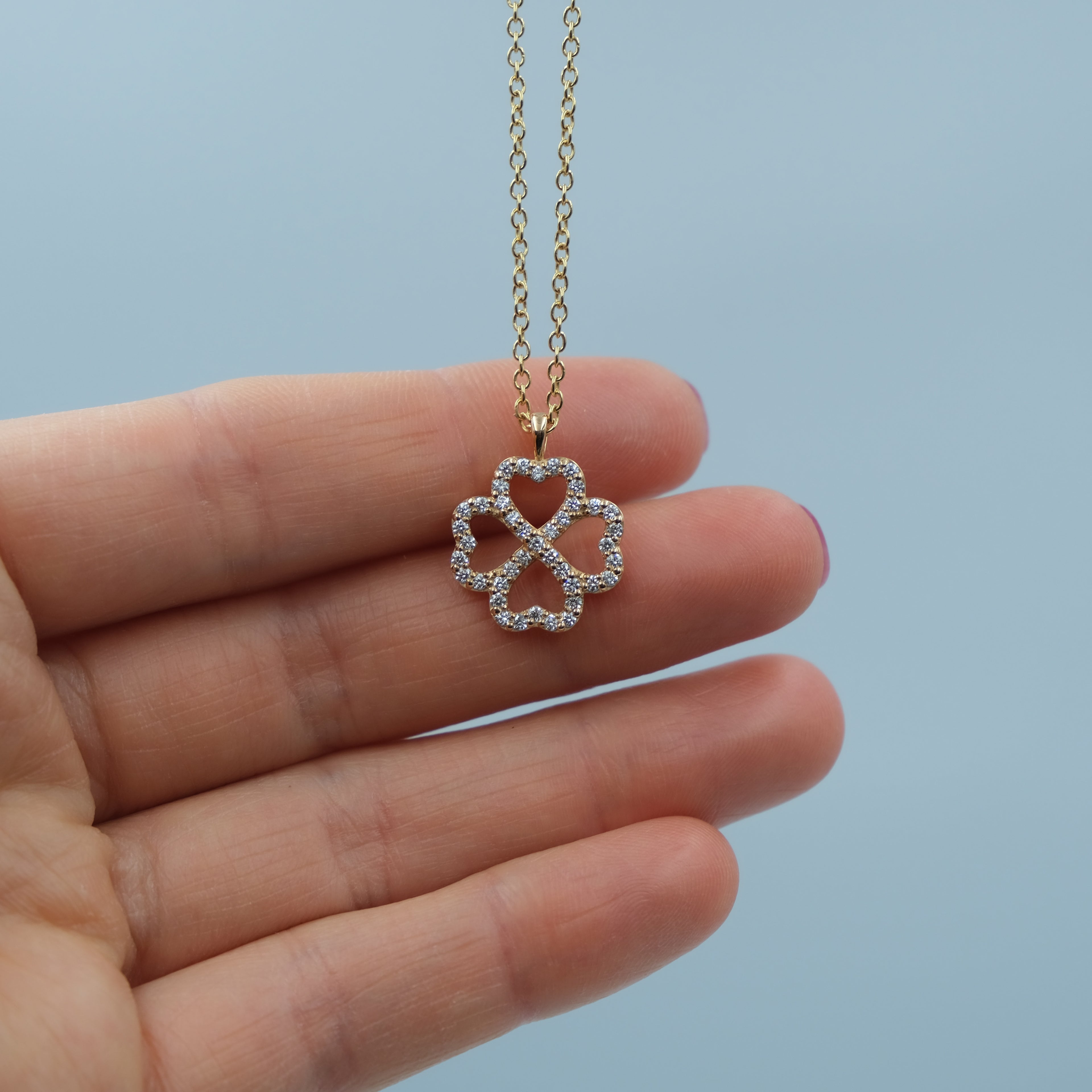 18ct Rose Gold Diamond Quattro Cuori Pendant