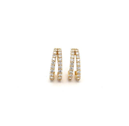 18ct Yellow Gold Double Row Diamond Earrings