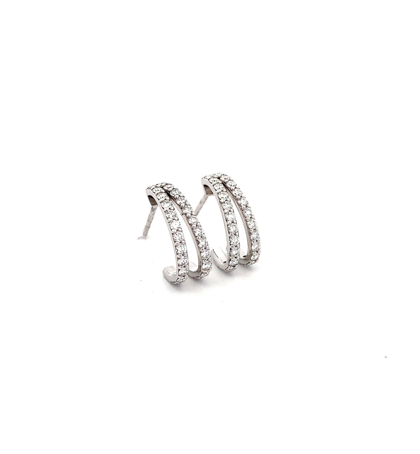 18ct White Gold Double Row Diamond Earrings