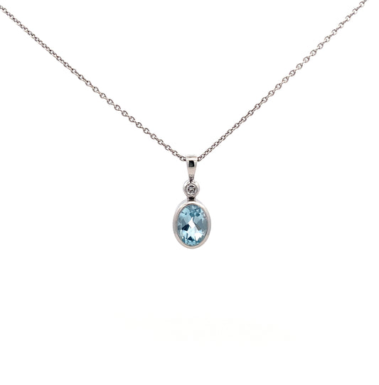 18ct White Gold Blue Topaz Pendant