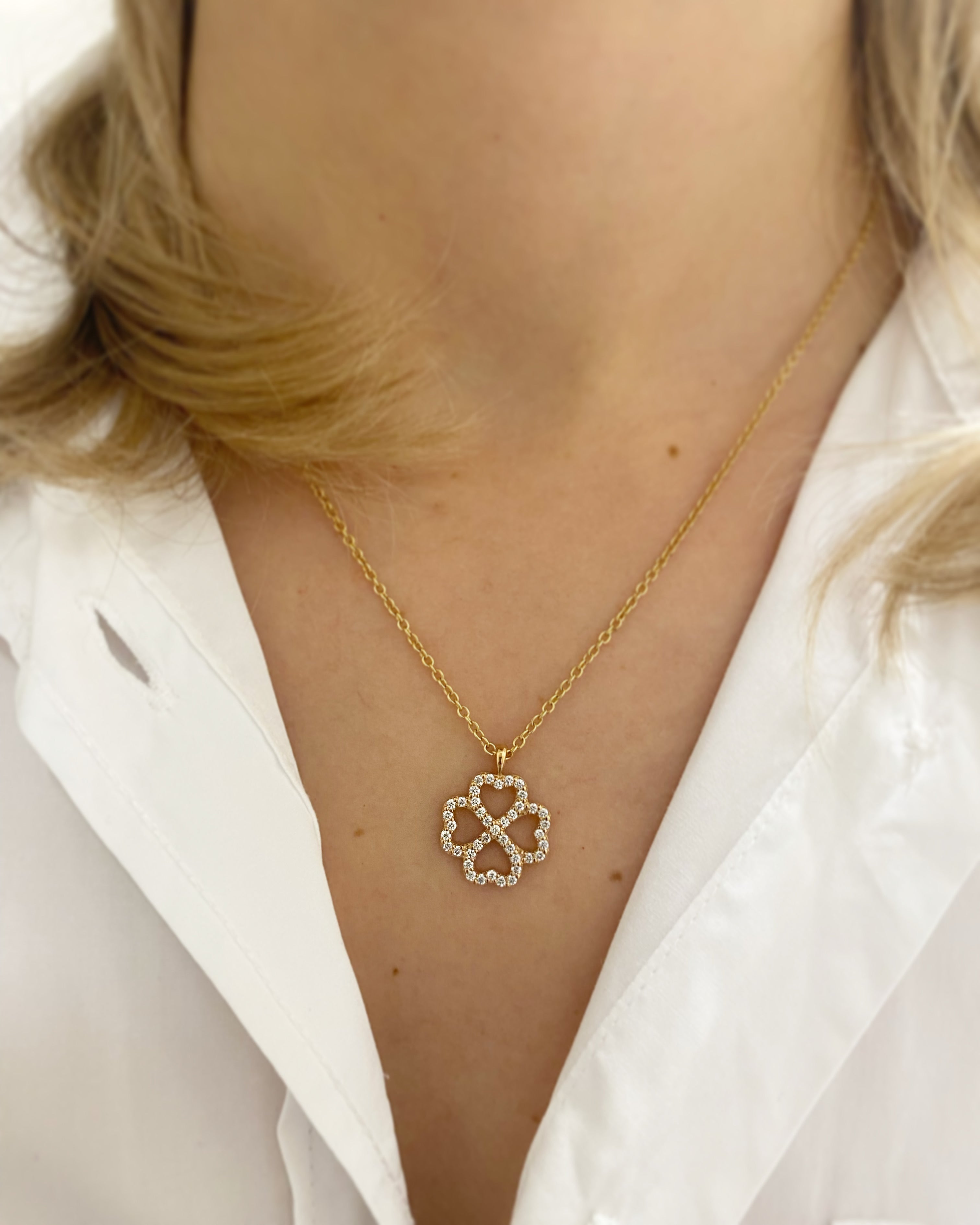 18ct Rose Gold Diamond Quattro Cuori Pendant