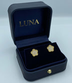 18ct Yellow Gold Diamond Beaded Flower Earrings