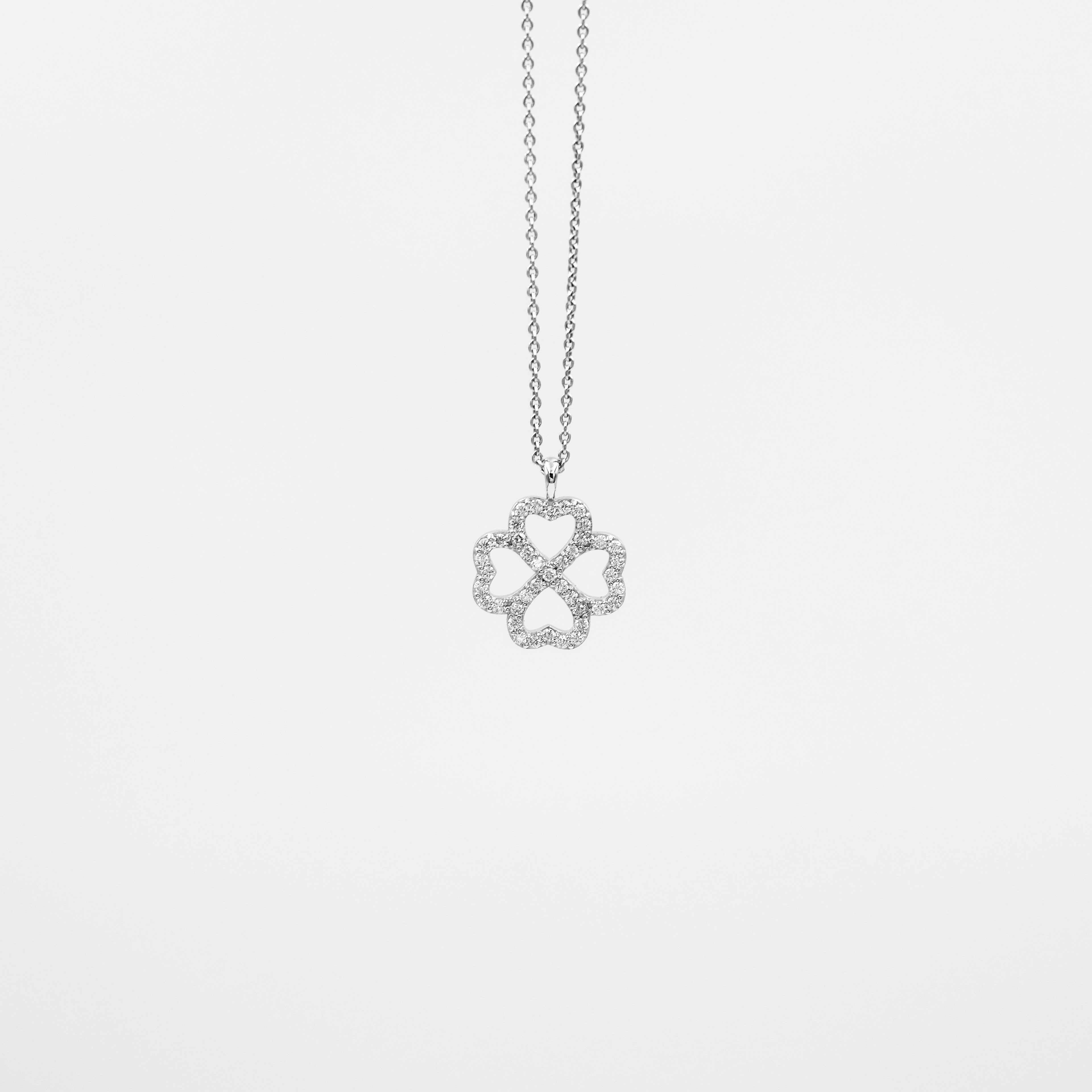 18ct White Gold Diamond Quattro Cuori Pendant