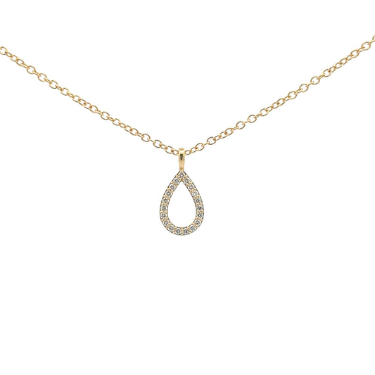 18ct Yellow Gold Diamond Pear Pendant