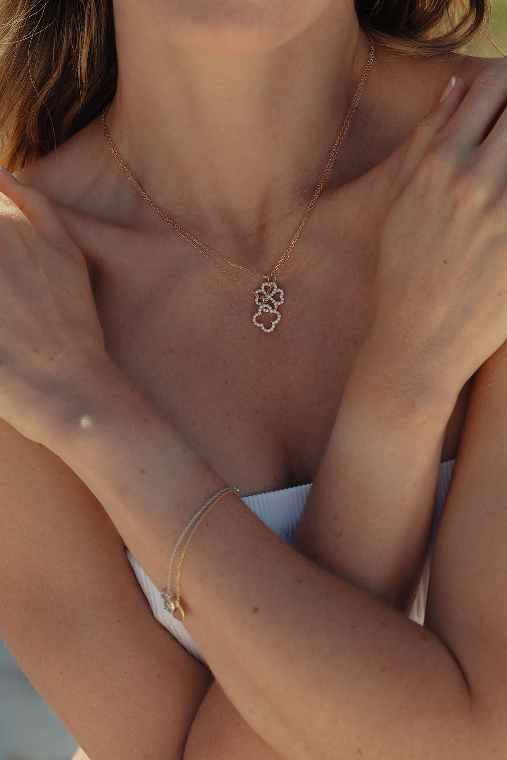 18ct Rose Gold Diamond Clover Pendant