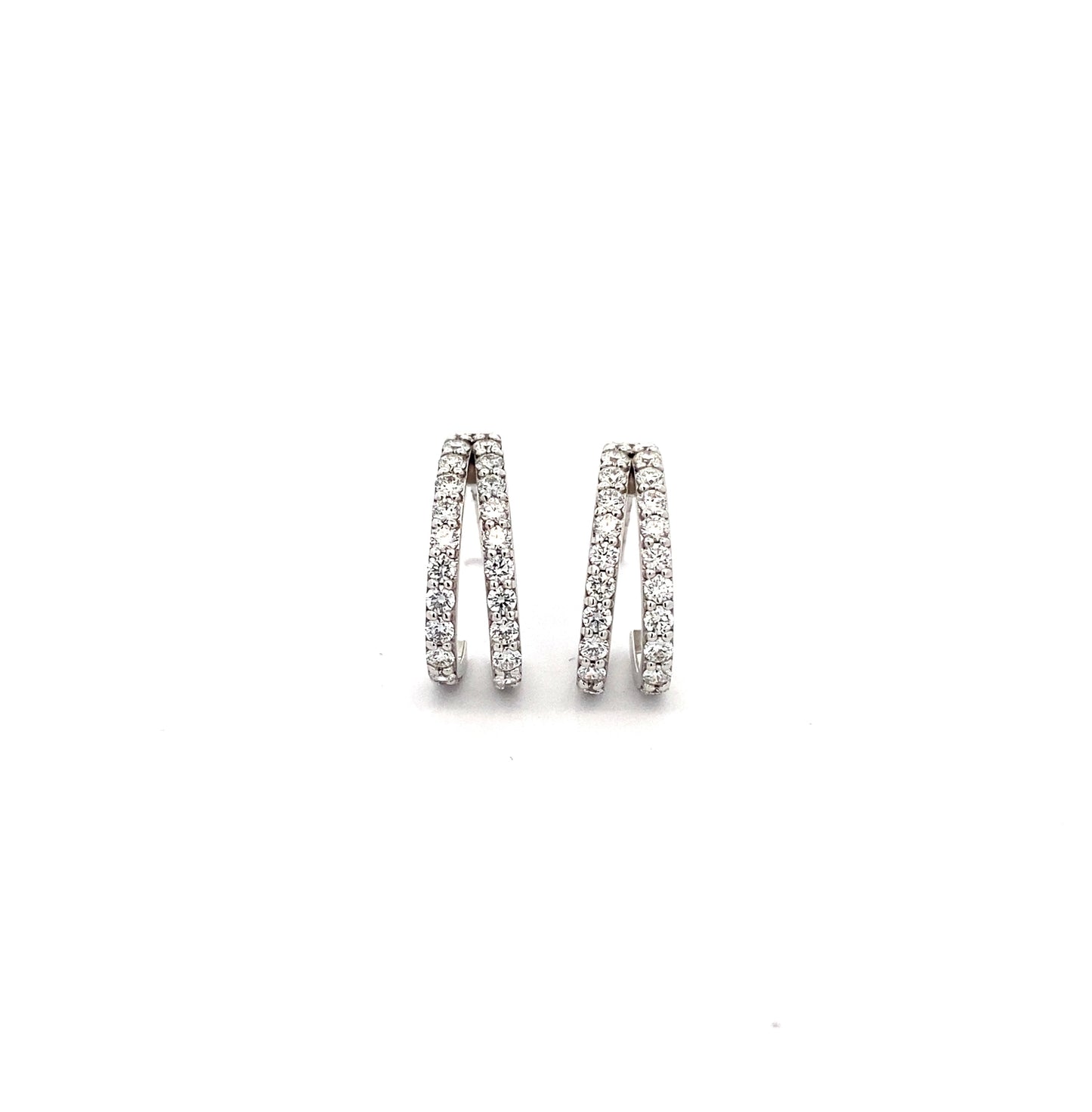 18ct White Gold Double Row Diamond Earrings