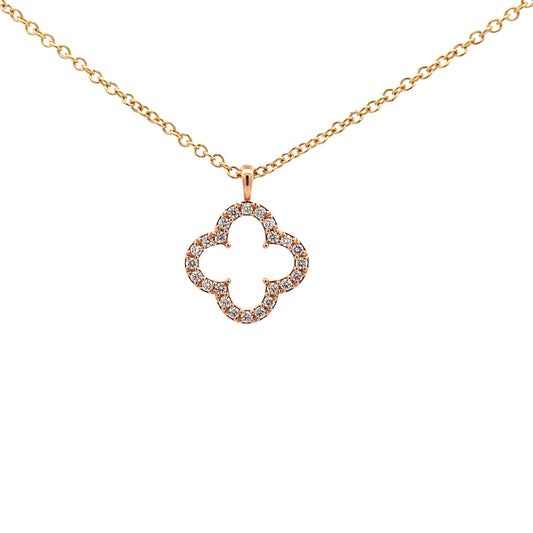 18ct Rose Gold Diamond Clover Pendant