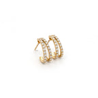 18ct Yellow Gold Double Row Diamond Earrings
