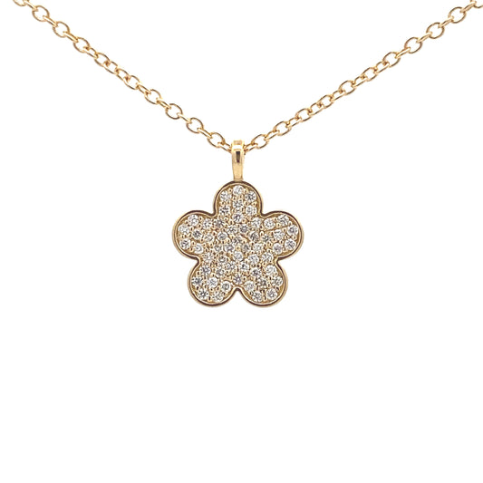 18ct Yellow Gold Diamond Flower Pendant