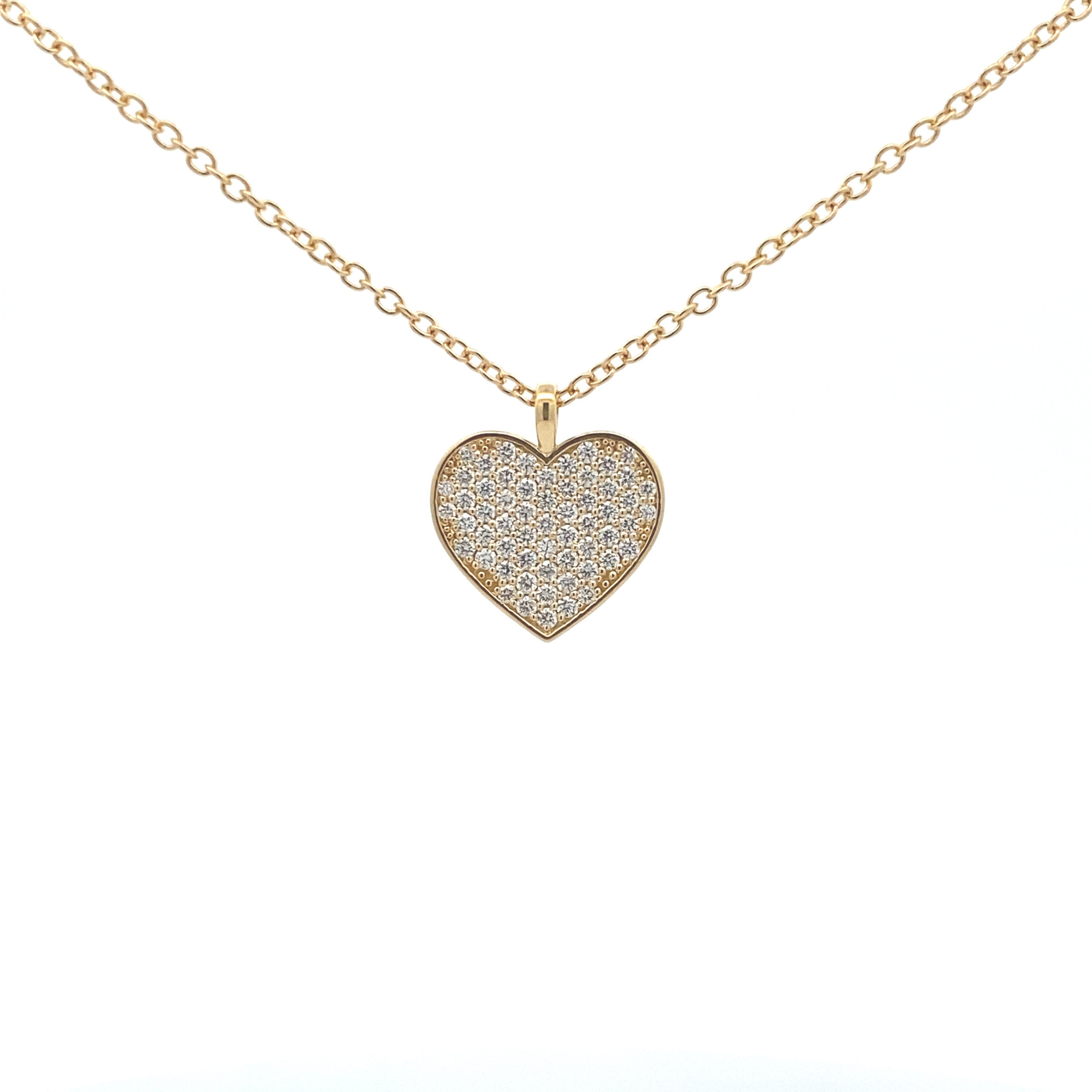 18ct Yellow Gold Pavé Diamond Heart Pendant