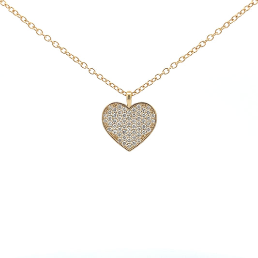 18ct Yellow Gold Pavé Diamond Heart Pendant