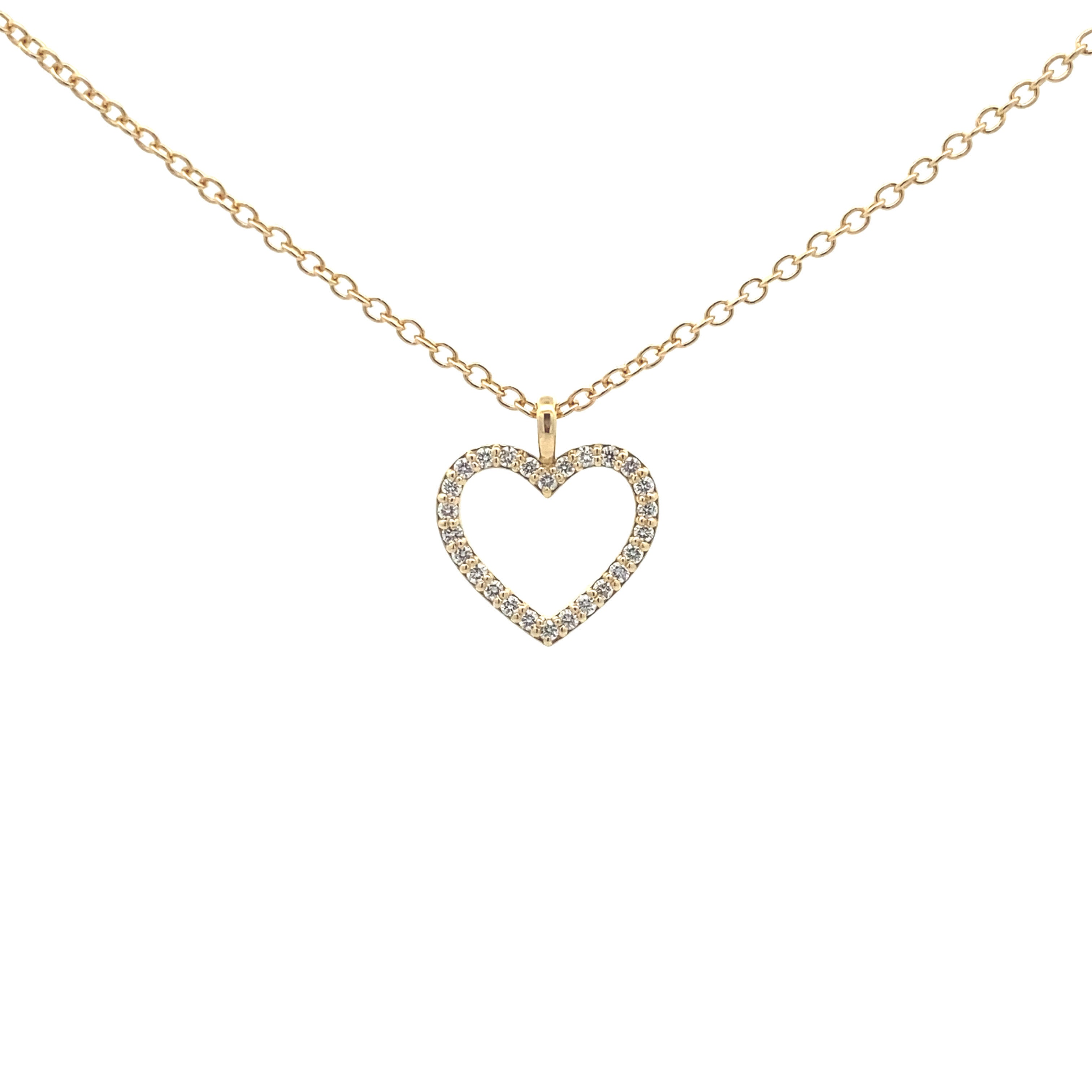 18ct Yellow Gold Diamond Heart Cutout Pendant