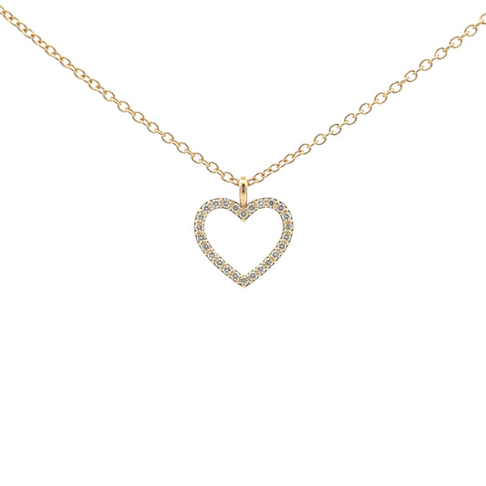 18ct Yellow Gold Diamond Heart Cutout Pendant