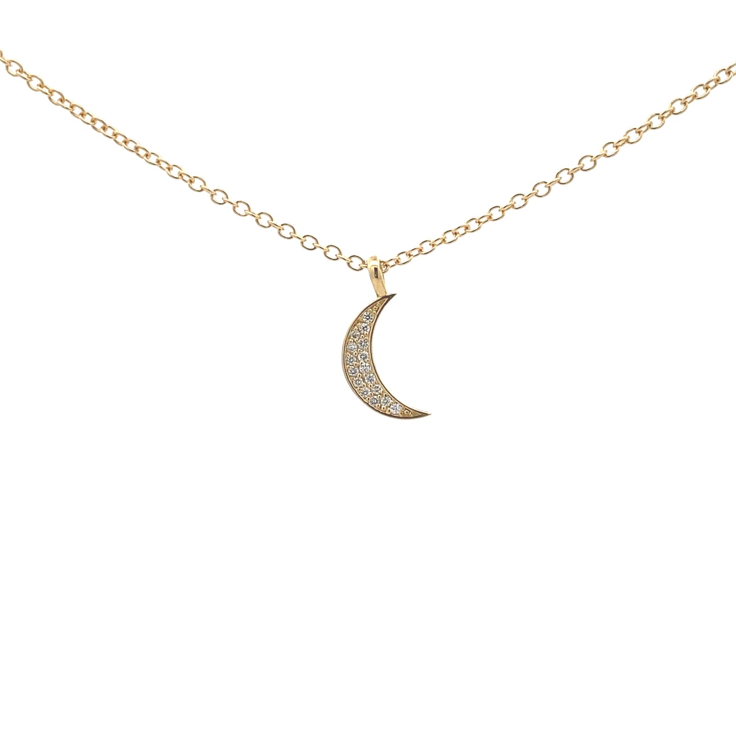 18ct Yellow Gold Diamond Moon Pendant